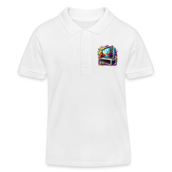TV / Fernseher / Analog / Röhrenfernseher / Retro - Kinder Organic Poloshirt Mini Sprinter von Stanley/Stella - Weiß - Vorne