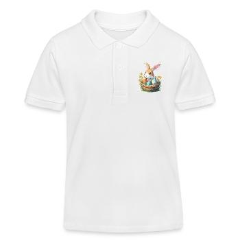 Osterhase / Ostern / Eier / Feiertage / Osterfest - Kinder Organic Poloshirt Mini Sprinter von Stanley/Stella - Weiß - Vorne