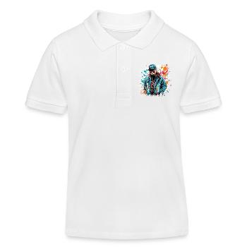 Rapper / Hip Hop / Song / cool / Reime / Beat - Kinder Organic Poloshirt Mini Sprinter von Stanley/Stella - Weiß - Vorne
