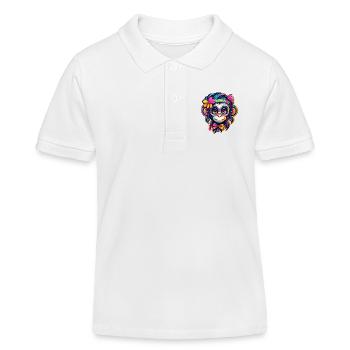 Cute Monkey / Monkey Girl / Cute / Hair Bow - Kids Organic Polo Shirt by Stanley/Stella - white - Front