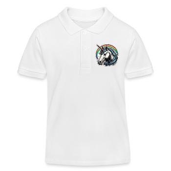 Unicorn / Mythical Creatures / Fairy Tale / Magic / Glitter - Kids Organic Polo Shirt by Stanley/Stella - white - Front