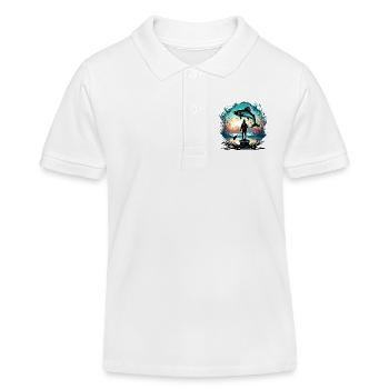 Angler Siluette / Fishing / Fish / Lake / Sport - Kids Organic Polo Shirt by Stanley/Stella - white - Front