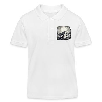 Wolf / Pack / Forest / Wild / Wildlife / Howl - Kids Organic Polo Shirt by Stanley/Stella - white - Front