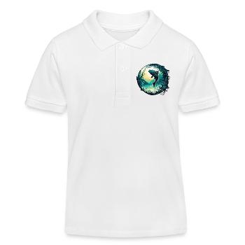 Angler Siluette / Fishing / Fish / Lake / Sport - Kids Organic Polo Shirt by Stanley/Stella - white - Front