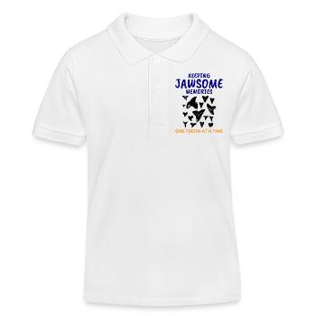 Shark Teeth Collector Fossil Hunting Paleontology - Kids Organic Polo Shirt by Stanley/Stella - white - Front