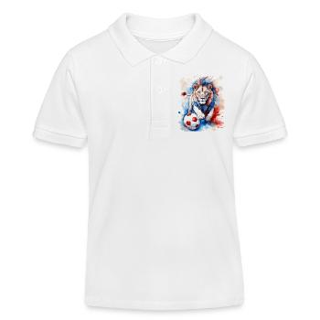 Lion Football Coloré France Animal Design Imprimer - Polo enfant bio Stanley/Stella - blanc - Devant