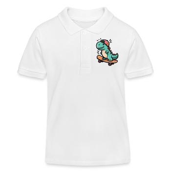 Dino skater - Cool sk8 raptor - Polo enfant bio Stanley/Stella - blanc - Devant