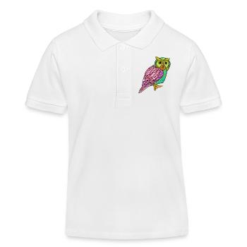 Hibou coloré peint Art nocturne oiseau amoureux cool - Polo enfant bio Stanley/Stella - blanc - Devant