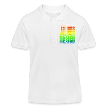 Motif arc-en-ciel de Jalisco Mexico - Polo enfant bio Stanley/Stella - blanc - Devant