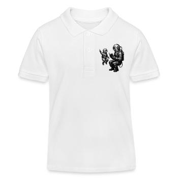 Plongeur vintage en haute mer avec enfant – Noir et blanc - Polo enfant bio Stanley/Stella - blanc - Devant