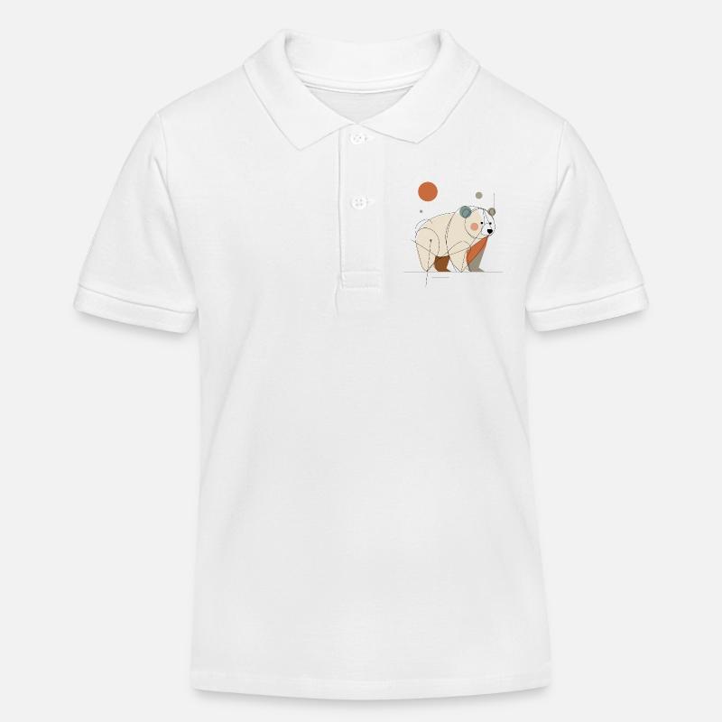 Ours géométrique - Polo enfant bio Stanley/Stella - blanc