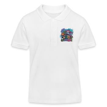 Gift idea fantasy doodle art drawing characters - Kids Organic Polo Shirt by Stanley/Stella - white - Front