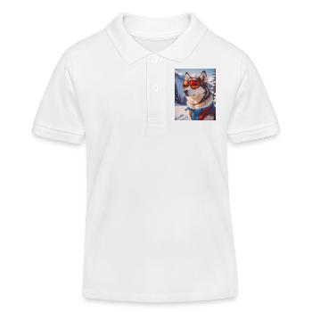 chiens super mignons Husky en robe de ski - Polo enfant bio Stanley/Stella - blanc - Devant