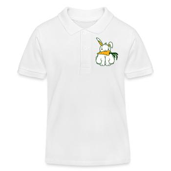 Lapin Carotte Carotte Manger Bouche Faim Obésité - Polo enfant bio Stanley/Stella - blanc - Devant