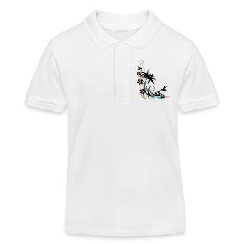 Palmen Hibiskus Kolibri Sommer - Kinder Organic Poloshirt Mini Sprinter von Stanley/Stella - Weiß - Vorne