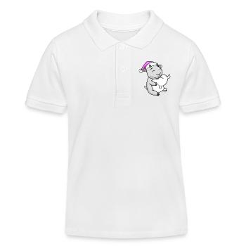 Chèvre avec oreiller et bonnet de couchage - Polo enfant bio Stanley/Stella - blanc - Devant