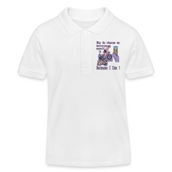 Warum ich meine Akkus selber lade ? - Kinder Organic Poloshirt Mini Sprinter von Stanley/Stella - Weiß - Vorne