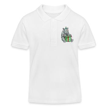 Rhino Birthday Package - Kids Organic Polo Shirt by Stanley/Stella - white - Front