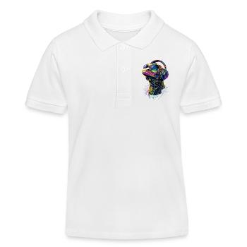 Monitor lizard, reptile, Komodo dragon, banded monitor lizard, lizard - Kids Organic Polo Shirt by Stanley/Stella - white - Front
