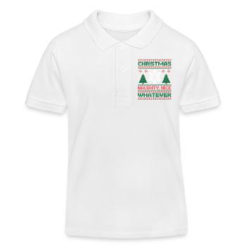 Christmas Pixel Sweat Naughty Nice Whatever - Kids Organic Polo Shirt by Stanley/Stella - white - Front