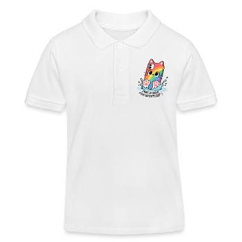 Waterplouf cat mobile phone! - Kids Organic Polo Shirt by Stanley/Stella - white - Front