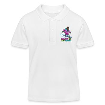 Believe In The Shred! Bigfoot Snowboarder - Kids Organic Polo Shirt by Stanley/Stella - white - Front