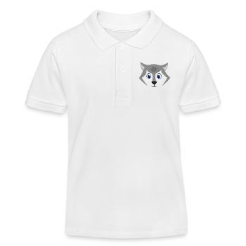 Costume de loup gris en bois de Kawaii face de loup mignon - Polo enfant bio Stanley/Stella - blanc - Devant