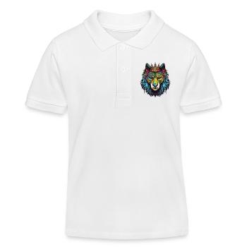 Wolf Comic Crown - Kids Organic Polo Shirt by Stanley/Stella - white - Front