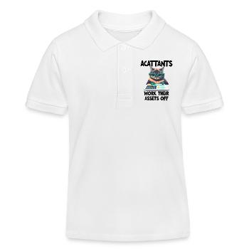 Funny Accountants Work Their Assets Off  - Kids Organic Polo Shirt by Stanley/Stella - white - Front