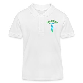 Schulkind 2026 Schultüte Sterne - blau grün - Kinder Organic Poloshirt Mini Sprinter von Stanley/Stella - Weiß - Vorne