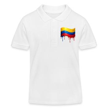 Kolumbianische Flaggenfarben Tropfen - Kinder Organic Poloshirt Mini Sprinter von Stanley/Stella - Weiß - Vorne
