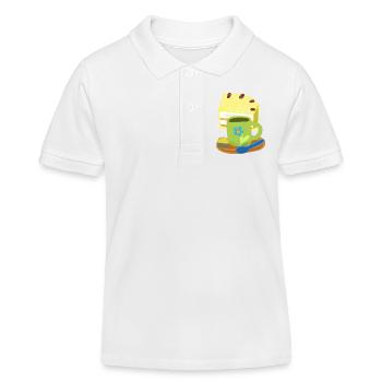 Gâteau, gâteau, café, tasse à café, anniversaire - Polo enfant bio Stanley/Stella - blanc - Devant