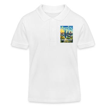 Grand Rapids, Michigan Starry Night - Kids Organic Polo Shirt by Stanley/Stella - white - Front