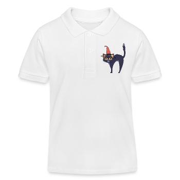 Mitternachtshexenkatze - Kinder Organic Poloshirt Mini Sprinter von Stanley/Stella - Weiß - Vorne