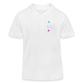 Handzeichen mit Kreuz, Sternen und Mond - Kinder Organic Poloshirt Mini Sprinter von Stanley/Stella - Weiß - Vorne