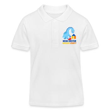 Mein erster großer Schritt – Dino fürs Krippenkind - Kinder Organic Poloshirt Mini Sprinter von Stanley/Stella - Weiß - Vorne