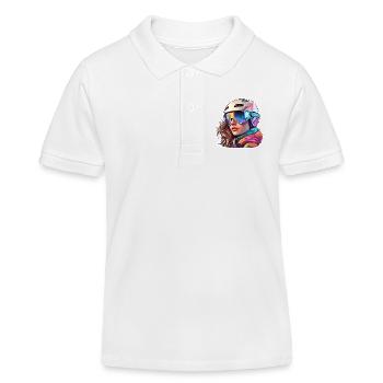 Snowboarder / Wintersport / Piste / Schnee / Alpen - Kinder Organic Poloshirt Mini Sprinter von Stanley/Stella - Weiß - Vorne