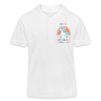 École, Première Année avec Licorne - Polo enfant bio Stanley/Stella - blanc - Devant