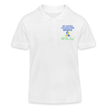 Sensibilisation au syndrome de Down Chromosome supplémentaire joyeux - Polo enfant bio Stanley/Stella - blanc - Devant