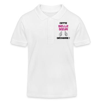 Sister in law Brother Schwester Belle Soeur Frère - Kids Organic Polo Shirt by Stanley/Stella - white - Front