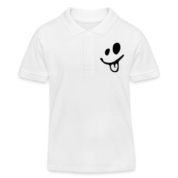 lachendes Gesicht zeigt dir die Zunge - Kinder Organic Poloshirt Mini Sprinter von Stanley/Stella - Weiß - Vorne