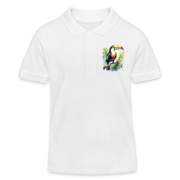 Aquarelle de Toucan - Polo enfant bio Stanley/Stella - blanc - Devant