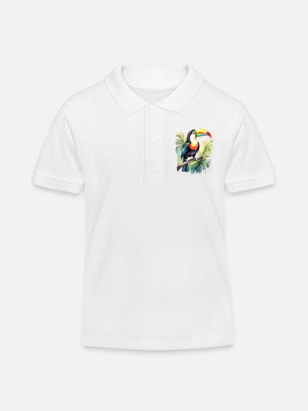 Tukan Aquarell - Kinder Organic Poloshirt Mini Sprinter von Stanley/Stella - Weiß