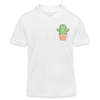 Un joli cactus souriant - Polo enfant bio Stanley/Stella - blanc - Devant