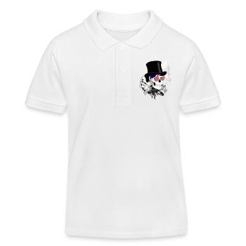 Skull mit rosa Sonnenbrille - Kinder Organic Poloshirt Mini Sprinter von Stanley/Stella - Weiß - Vorne