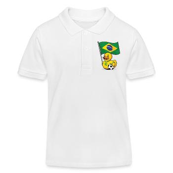 Le fan de football brésilien avec un drapeau - Polo enfant bio Stanley/Stella - blanc - Devant
