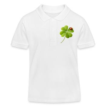 Vierblättriger Klee mit Marienkäfer  - Kinder Organic Poloshirt Mini Sprinter von Stanley/Stella - Weiß - Vorne