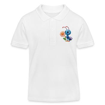 Biene im Stickerei-Look Blume Geschenk - Kinder Organic Poloshirt Mini Sprinter von Stanley/Stella - Weiß - Vorne