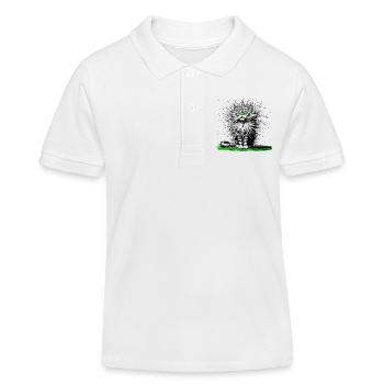 Cat, Comic, Funny, Funny - Kids Organic Polo Shirt by Stanley/Stella - white - Front