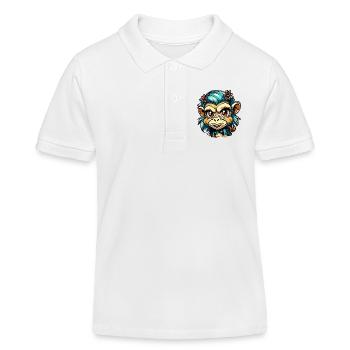 Cute Monkey / Monkey Girl / Cute / Hair Bow - Kids Organic Polo Shirt by Stanley/Stella - white - Front
